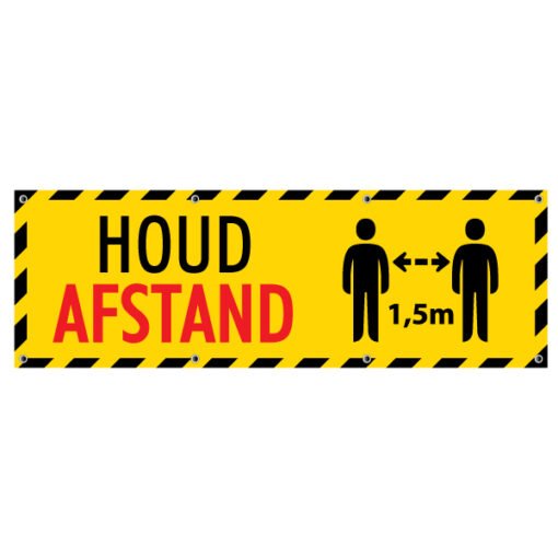 Houd 1.5m afstand spandoek